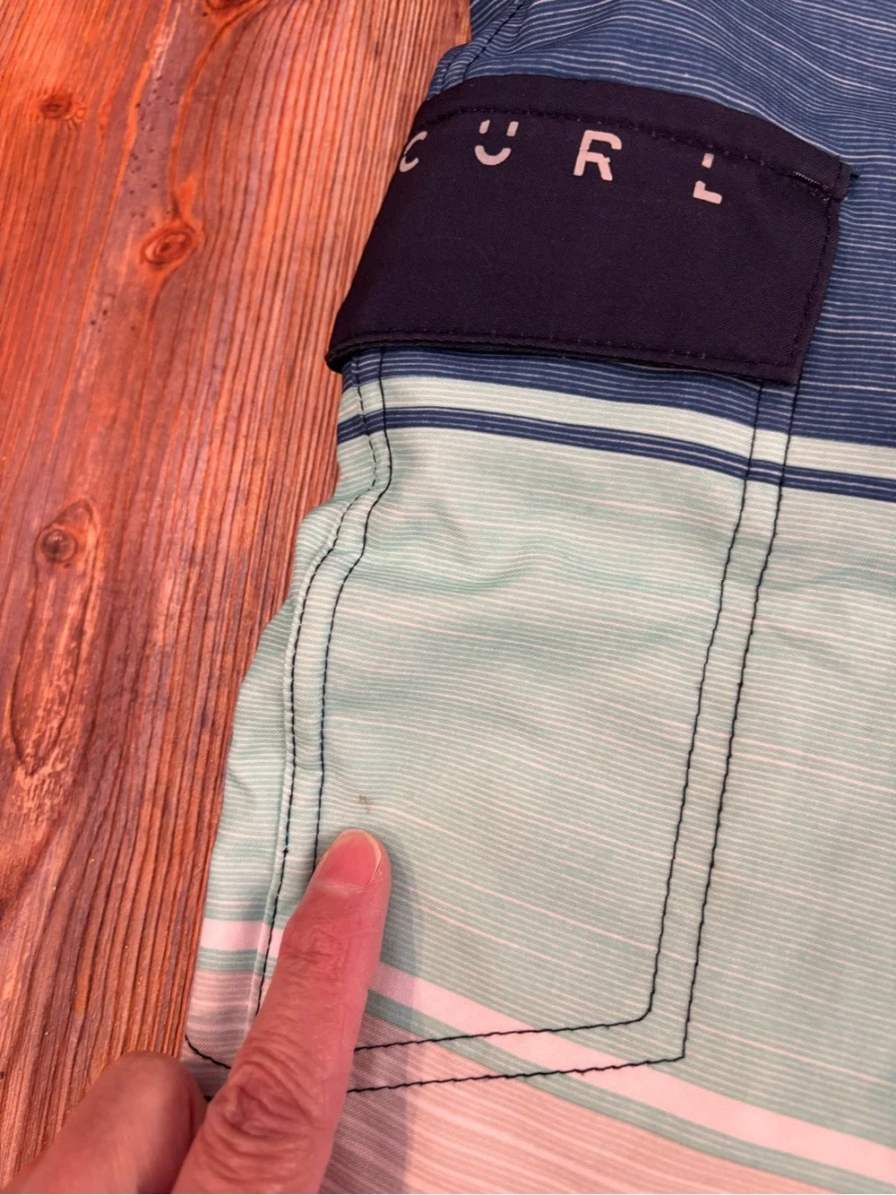 Men's Rip Curl Striped Blue Green Boardshorts - Size 36. EUC